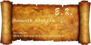 Bencsik Klotild névjegykártya
